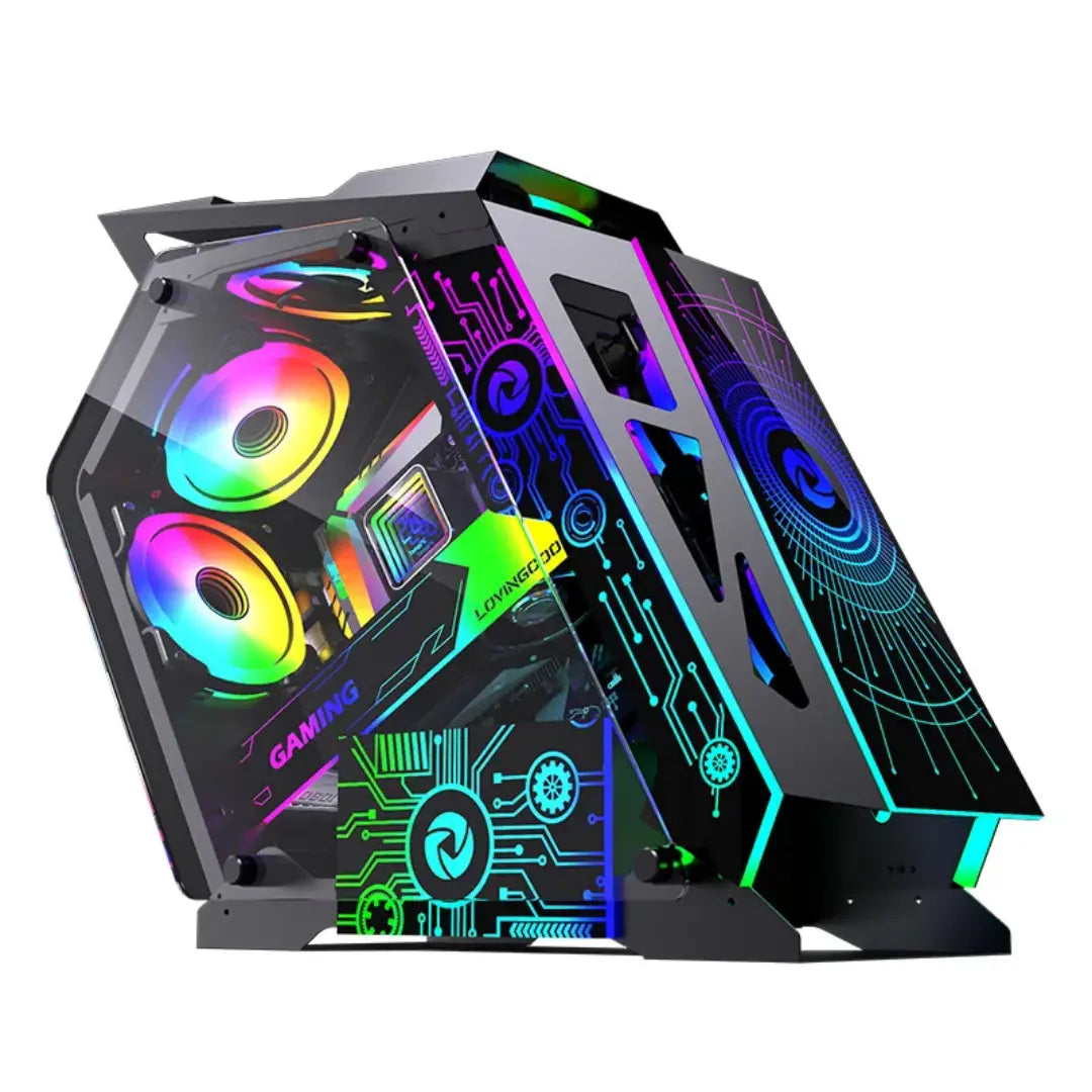 Lovingcool Heteromorphosis Pc Case Full Tower ATX Gaming Computer Cases & Towers Desktop With ARGB FAN Kit Glass PC Chassis Case Cloud Core