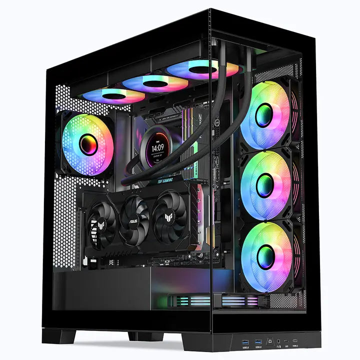 SAMA Dual Tempered Glass Side Panel Window Mid Tower Desktop ATX Gaming PC Case Computer Case with RGB Fans Cloud Core