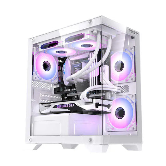 Lovingcool Pc Case Atx Gaming Cases White MATX Mid Tower Gamer Case Micro Desk Casing Tempered Glass Computer Cabinet Chassis Cloud Core
