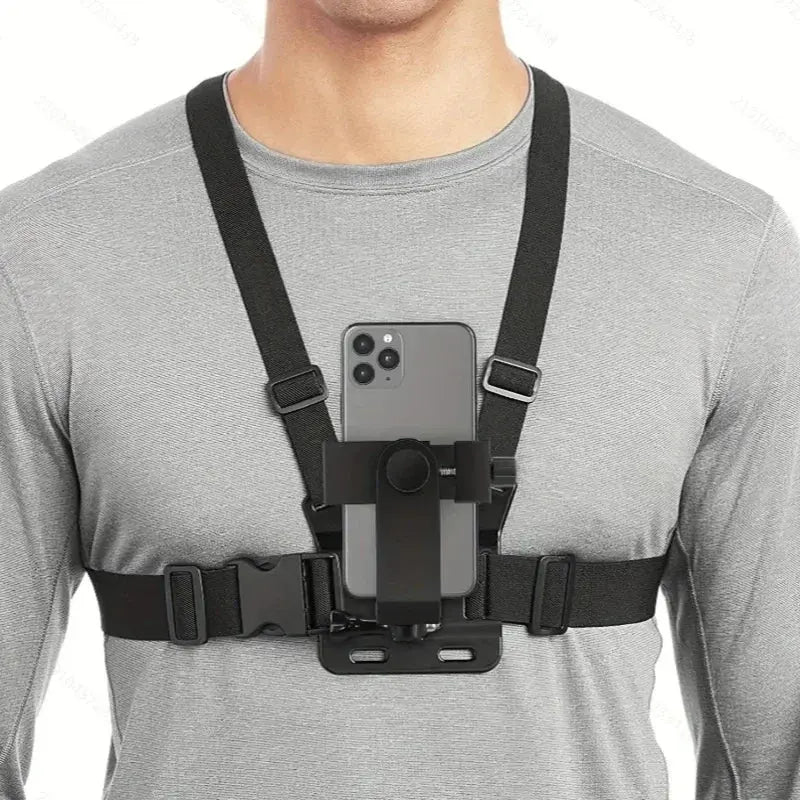 1 PC Adjustable Phone Clip Holder With Chest Strap Fixation Bracket for Sport Camera Mobile Phone Camera Black Holder Accessory Cloud Core