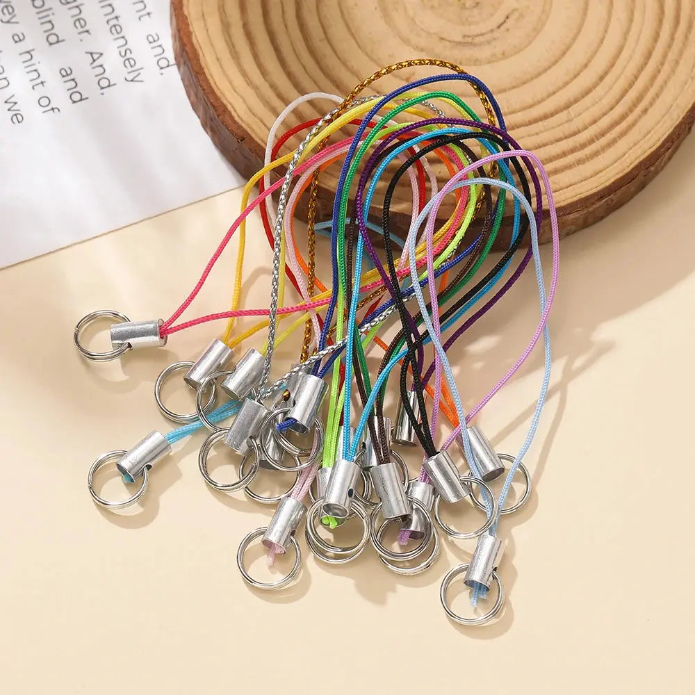 20/50Pcs Polyester Cord with Double Jump Ring Lanyard Rope for Keychain Crafts Handmade Phone Rope Toys DIY Jewelry Making Cloud Core