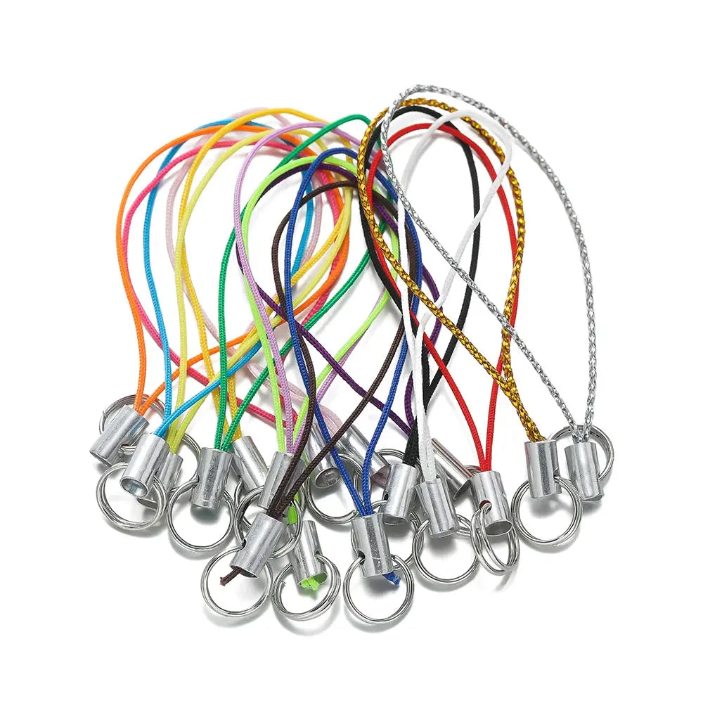 20/50Pcs Polyester Cord with Double Jump Ring Lanyard Rope for Keychain Crafts Handmade Phone Rope Toys DIY Jewelry Making Cloud Core