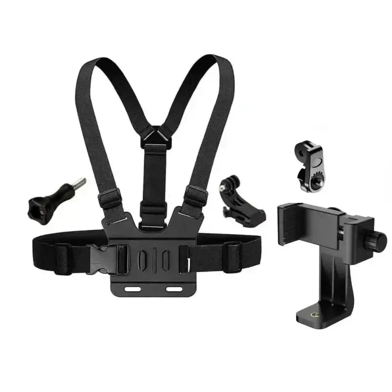 Adjustable Phone Clip Holder With Chest Strap Fixation Bracket for Sport Camera Mobile Phone Camera Black Holder Accessory Cloud Core