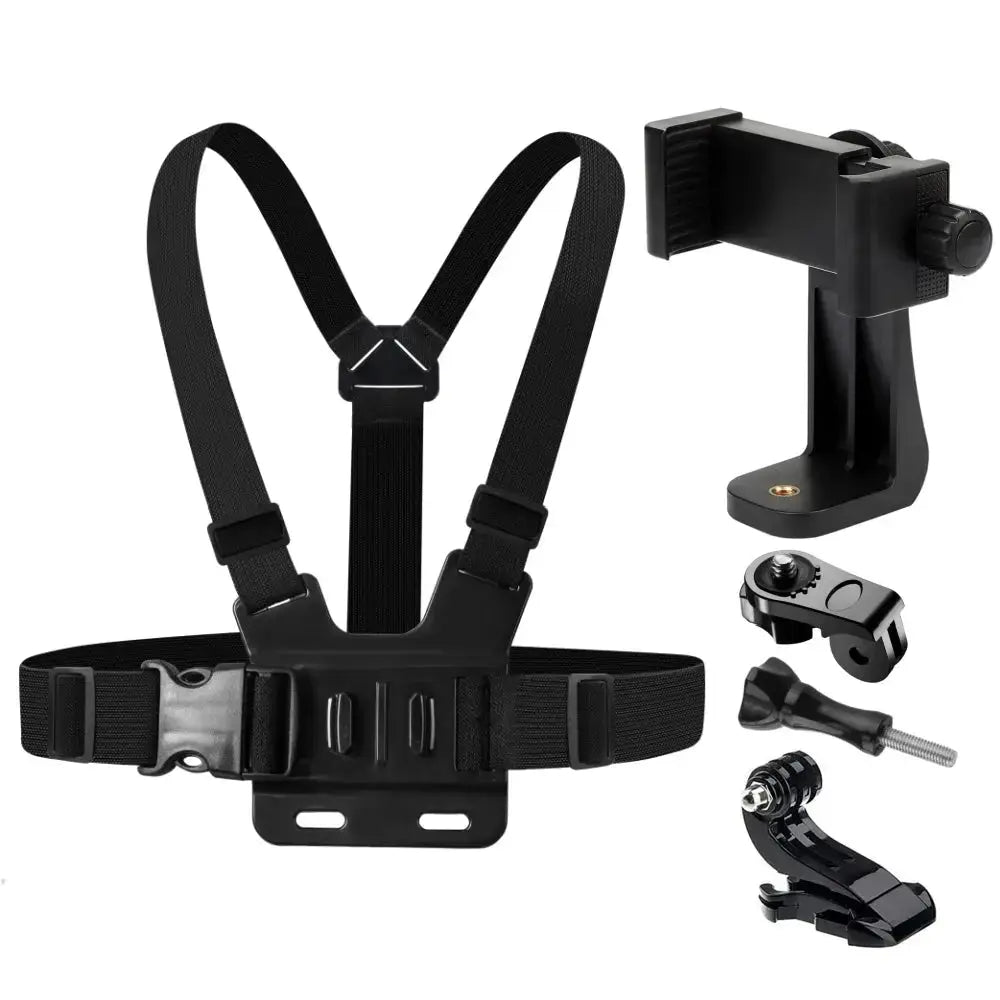 Adjustable Phone Clip Holder With Chest Strap Fixation Bracket for Sport Camera Mobile Phone Camera Black Holder Accessory Cloud Core
