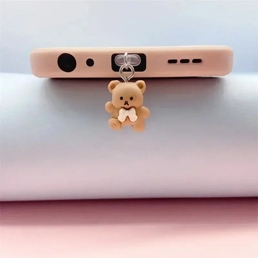 Cute Little Bear Phone Dust Plug Pendant for iPhone Samsung Xiaomi Type-C/iOS phone Interface Cell Dust Plug Accessories Cloud Core
