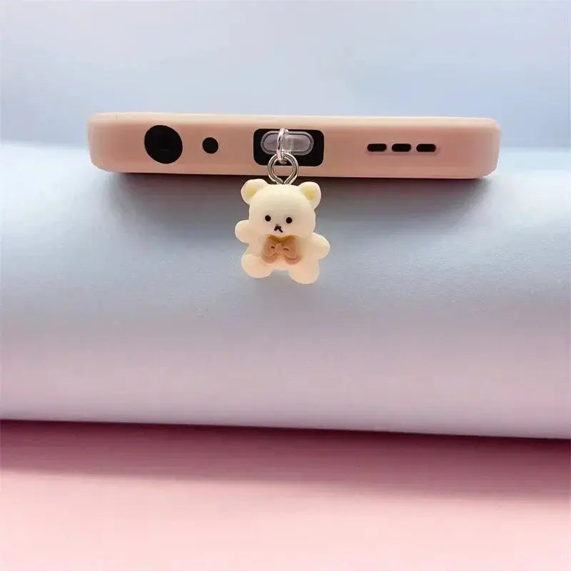 Cute Little Bear Phone Dust Plug Pendant for iPhone Samsung Xiaomi Type-C/iOS phone Interface Cell Dust Plug Accessories Cloud Core