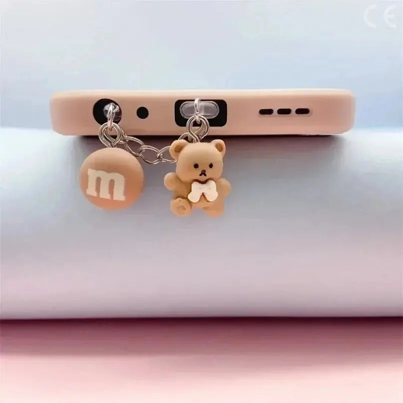 Cute Little Bear Phone Dust Plug Pendant for iPhone Samsung Xiaomi Type-C/iOS phone Interface Cell Dust Plug Accessories Cloud Core