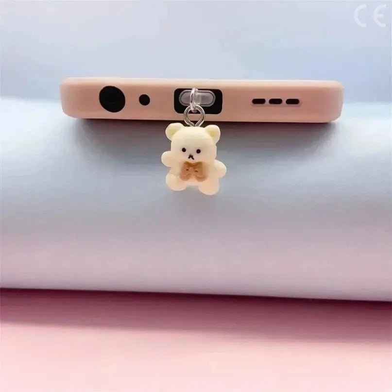 Cute Little Bear Phone Dust Plug Pendant for iPhone Samsung Xiaomi Type-C/iOS phone Interface Cell Dust Plug Accessories Cloud Core