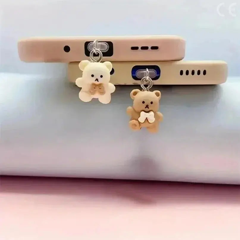 Cute Little Bear Phone Dust Plug Pendant for iPhone Samsung Xiaomi Type-C/iOS phone Interface Cell Dust Plug Accessories Cloud Core