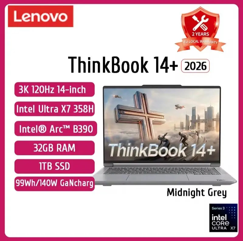Lenovo ThinkBook 14+ 2026 Laptop – Core Ultra X7, 32GB RAM, 1TB SSD, 3K IPS