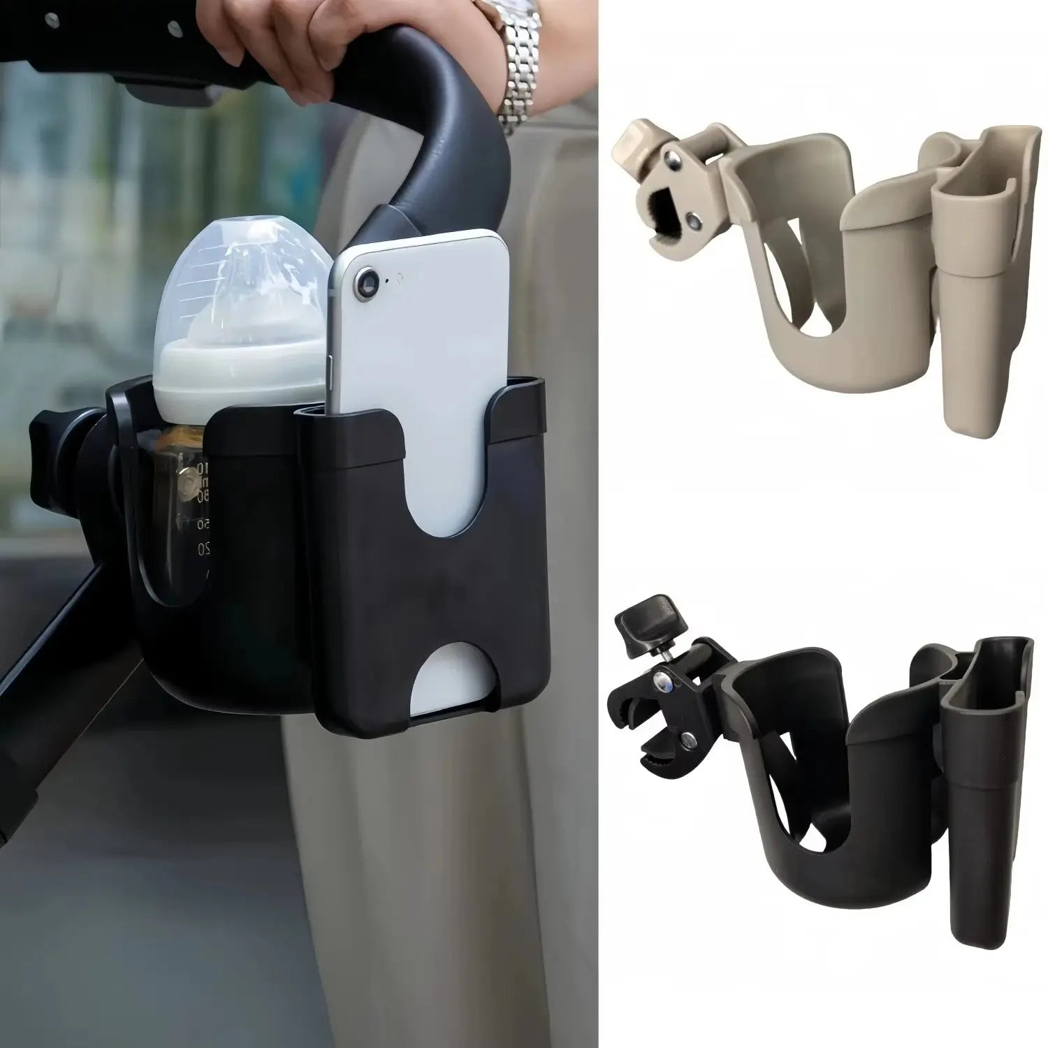 Pram Cup Holders Children's Stroller Bottle Holders Pram Bottle Holders Anti-Slip Design Pram Accessories Mobile Phone Holders Cloud Core