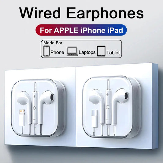 TypeC Earphones For iPhone 17 Air 16 15 14 13 12 11 Pro Max iPad Wired Earbuds 3.5mm Tablet Laptops Headphones Phone Accessories Cloud Core