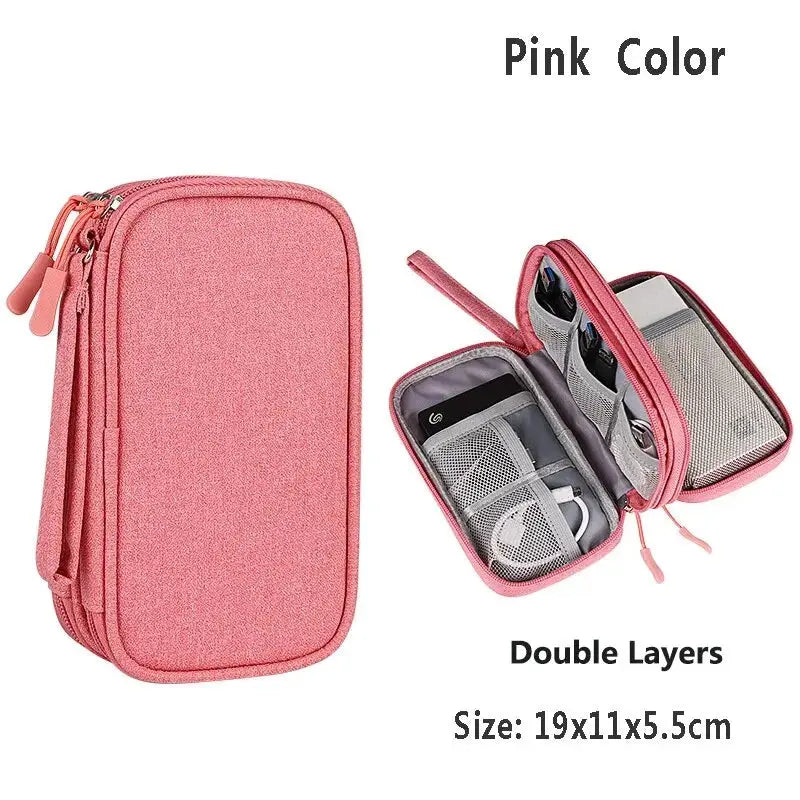 USB Cable Storage Bag Multifunctional Travel Portable Data Line Phone Charger Power Bank Electronic Accessories Organizer Cloud Core