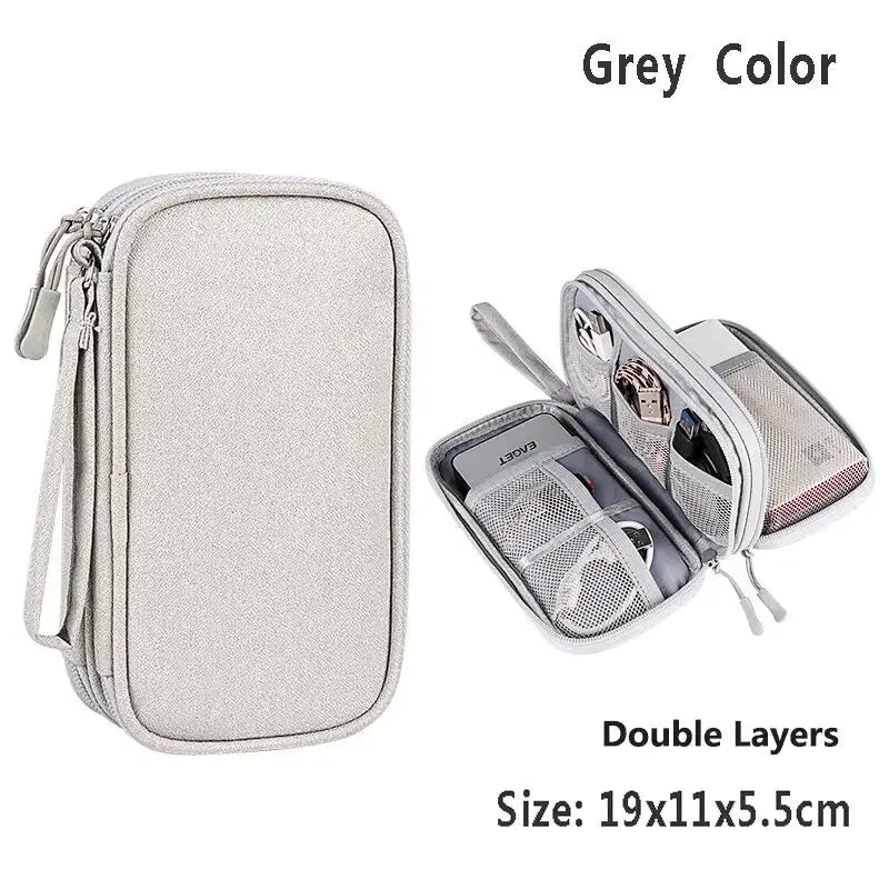 USB Cable Storage Bag Multifunctional Travel Portable Data Line Phone Charger Power Bank Electronic Accessories Organizer Cloud Core