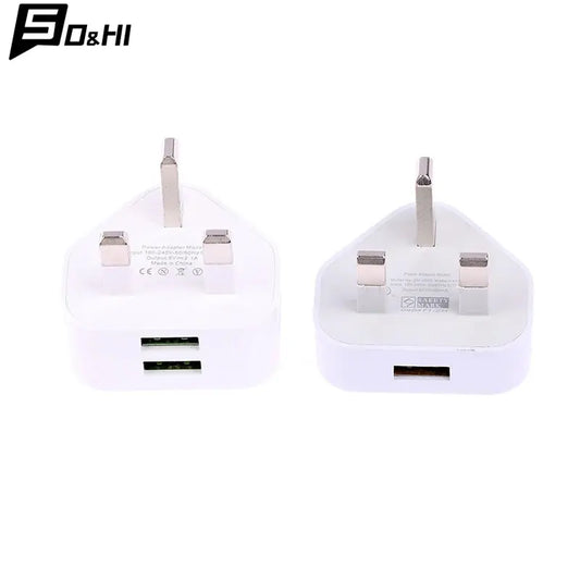 Universal UK Plug 3 Pin Wall Charger Adapter With 1/2 USB Ports Charging For Iphone 11 For Huawei Charging Charger Cloud Core