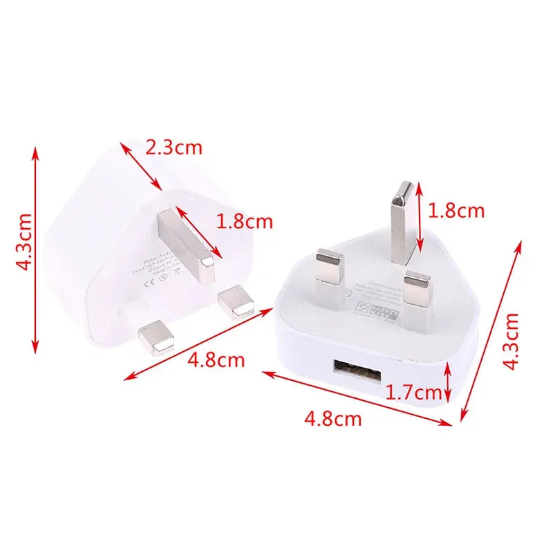 Universal UK Plug 3 Pin Wall Charger Adapter With 1/2 USB Ports Charging For Iphone 11 For Huawei Charging Charger Cloud Core